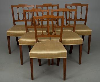 STOLAR, 6 st, mahogny, trol. England, 1900-talets första hälft.