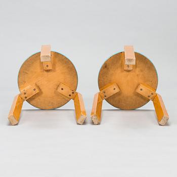 Alvar Aalto, Two 1940s '60' stools for  O.Y. Huonekalu- ja Rakennustyötehdas A.B. Finland.