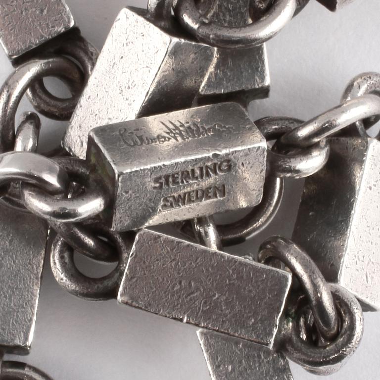 COLLIER, sterlingsilver, Wiwen Nilsson, Lund, 1960. Vikt 66 g.