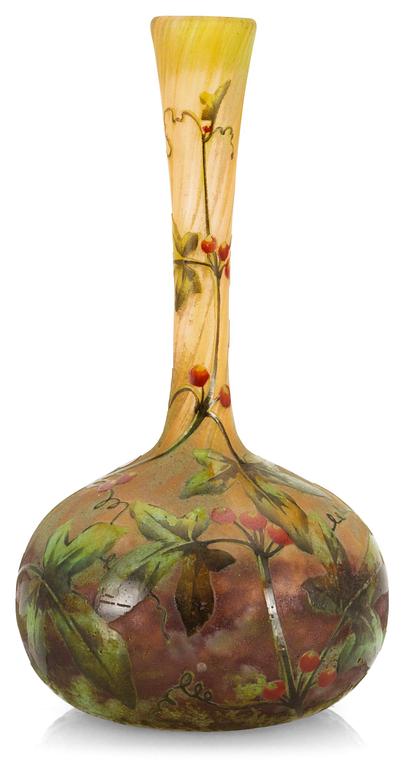 An art nouveau Daum cameo glass vase, Nancy, France.
