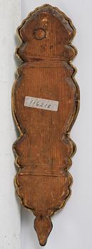 A pair of Swedish late Baroque one-branch girandole mirrors, mid 18th century.