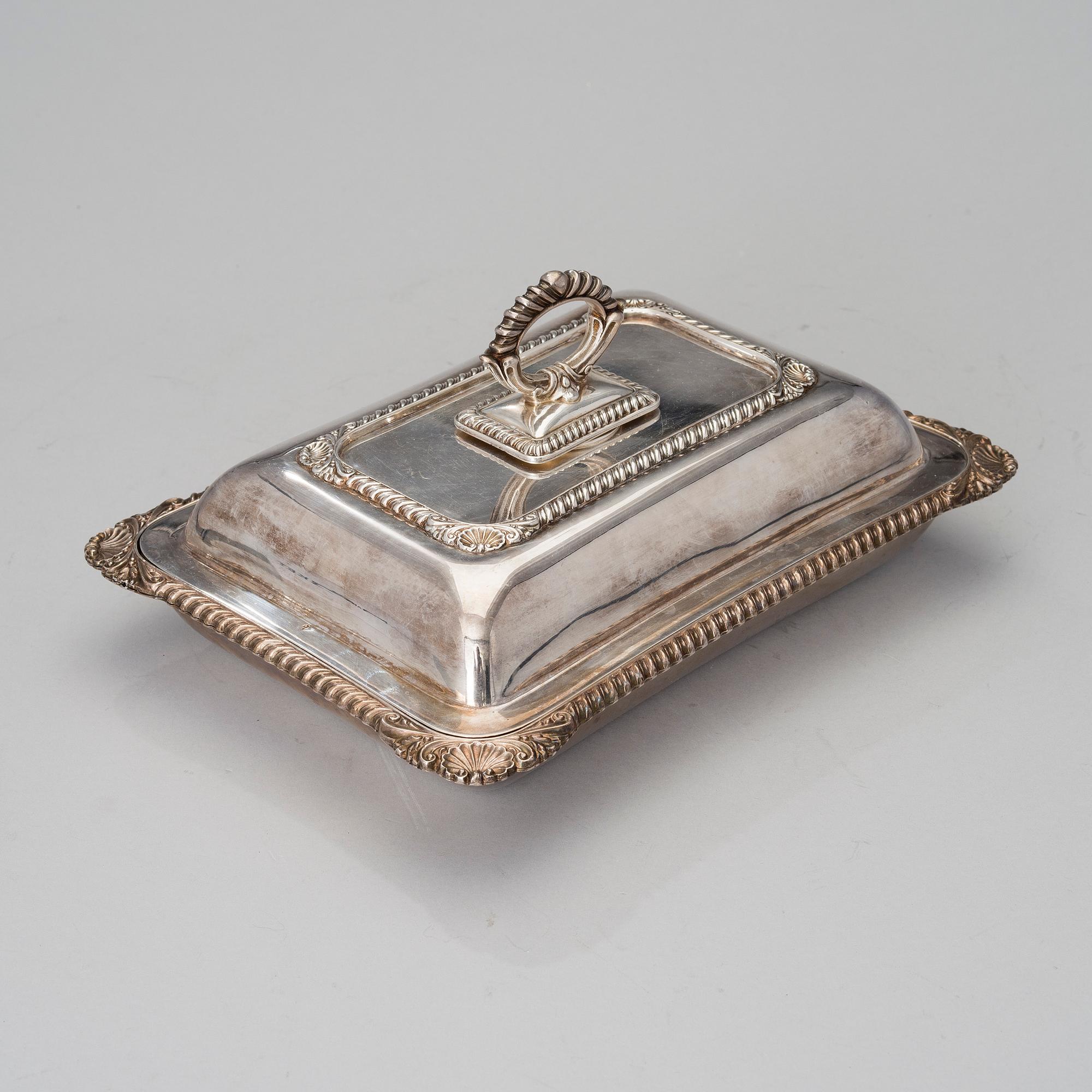 A late 19th century silver plated entrée dish by Harrison Brothers & Howson, England.