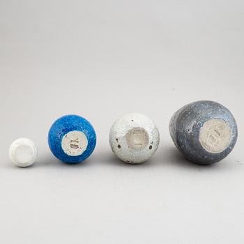 Gunnar Nylund, four 1930's chamotte stoneware vases for Rörstrand Lidköping.