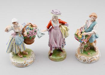 FIGURER, 3 st, porslin, Dresden, 1900-talets mitt.