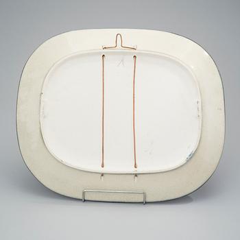 BIRGER KAIPIAINEN, A CERAMIC DISH. Butterflies and flowers. Signed Kaipiainen, Arabia. 1970s.