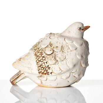 Tyra Lundgren, a chamotte stoneware sculpture of a pigeon, Sweden mid 20th century.