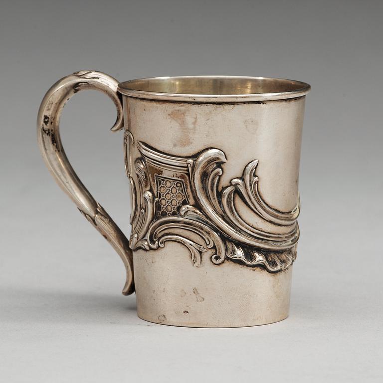 A Russian early 20th century parcel-gilt FABERGÉ beaker, Moscow 1899-1908. Imperial Warrant and scratched.