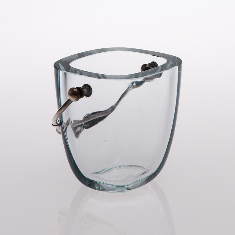 A 1960s DANISH GLASS AND STERLING SILVER ICE BUCKET, marks of DGH, Dansk Guldsmede Håndvark, Copenhagen.