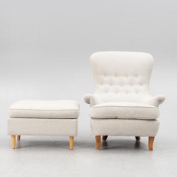 Carl Malmsten, armchair with footstool, "Solo", second half of the 20th century.