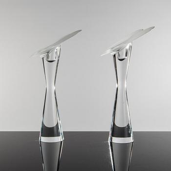 Timo Sarpaneva, candlesticks, a pair of glass, Iittala, 1999.