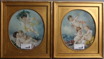 OKÄND KONSTNÄR, ett par, efter Boucher. 1800/1900-tal.