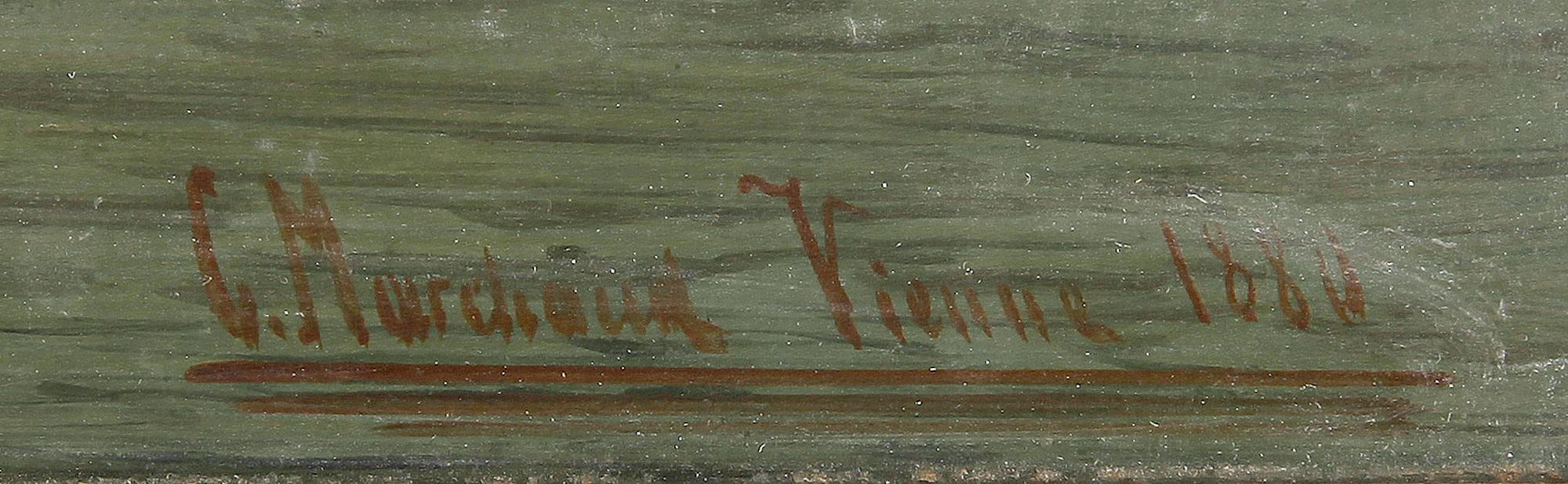 CHARLES MARCHAND/KARL KAUFMANN, olja på pannå, signerad Ch. Marchand. Venise 1880.