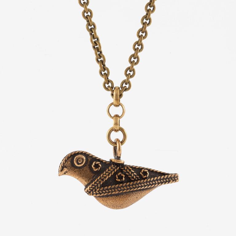 Kalevala Koru, 4 pieces, a pair of earrings, two necklaces, and a brooch, bronze, Finland.