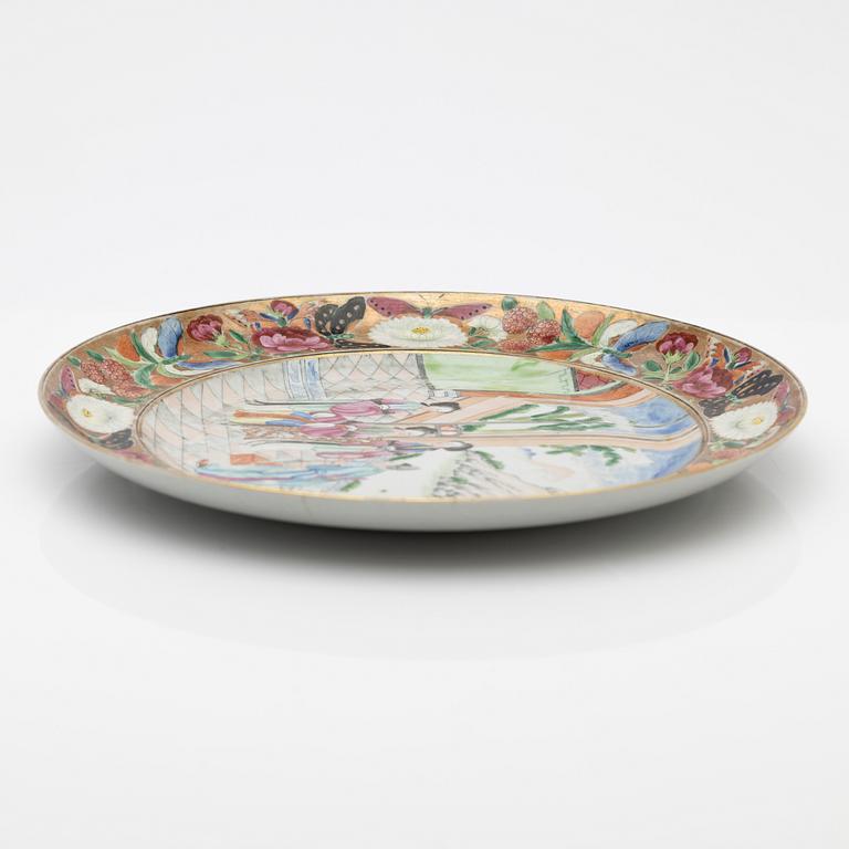A Canton famille rose dish, mid 19th century.