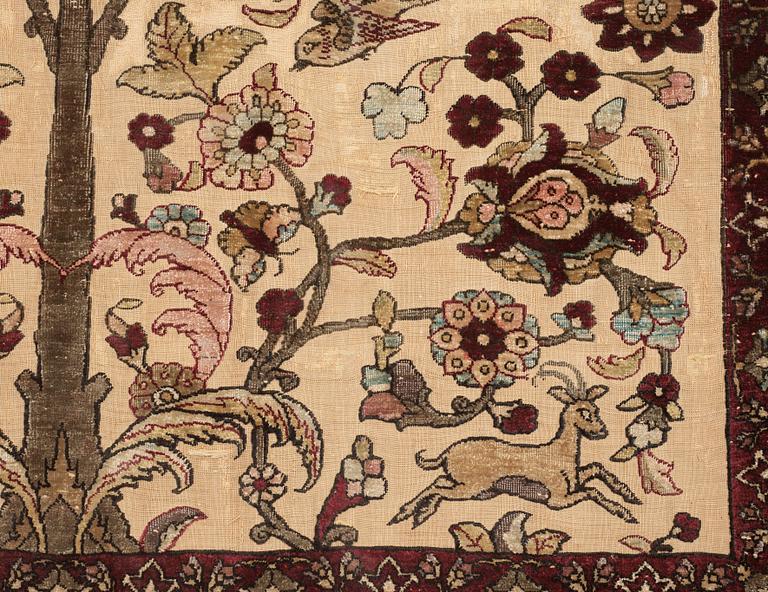 SEMI-ANTIQUE SILK KASHAN SOUF. 211 x 130 cm.