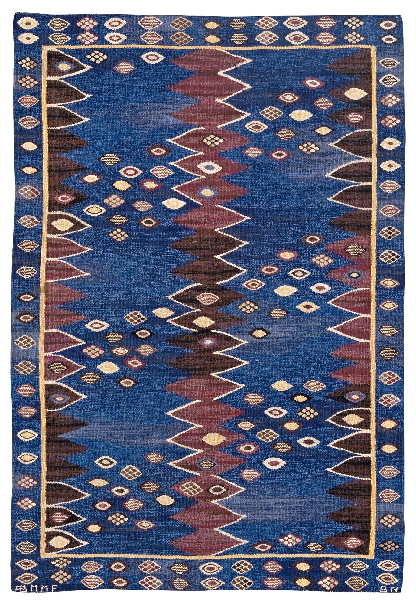 MATTA. "Snäckorna". Gobelängteknik. 219 x 144 cm. Signerad AB MMF BN (AB Märta Måås-Fjetterström, Barbro Nilsson).