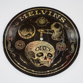 SHEPARD "OBEY" FAIREY, signed rare split 7", picture disc. Ed 100. (Melvins).