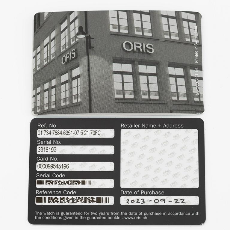 Oris, Artelier Translucent Skeleton, armbandsur, 40,5 mm.