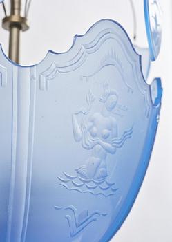 Edward Hald, a Swedish Grace ceiling lamp, Orrefors, 1920s.