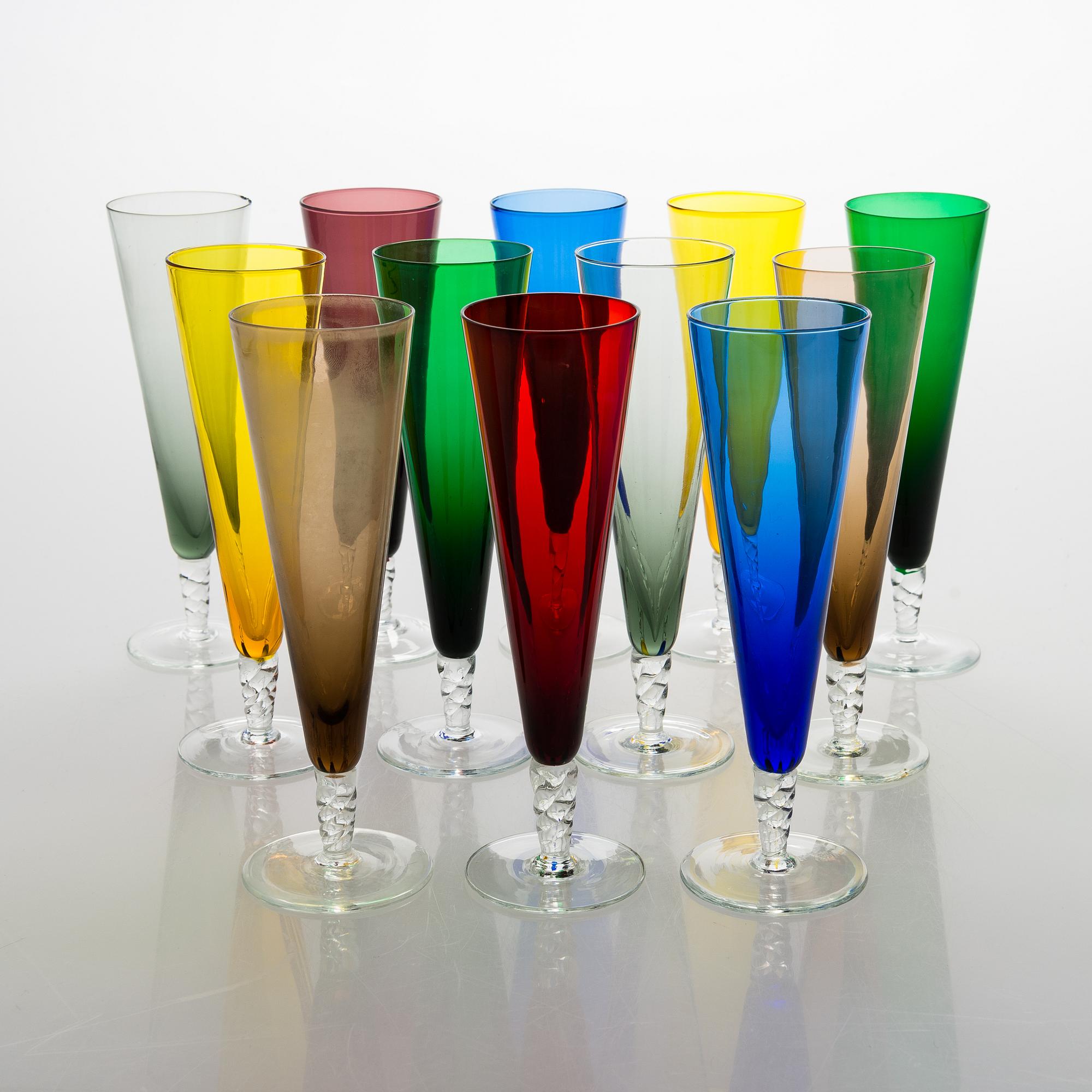 Champagneglas, 12 st, olika färger.