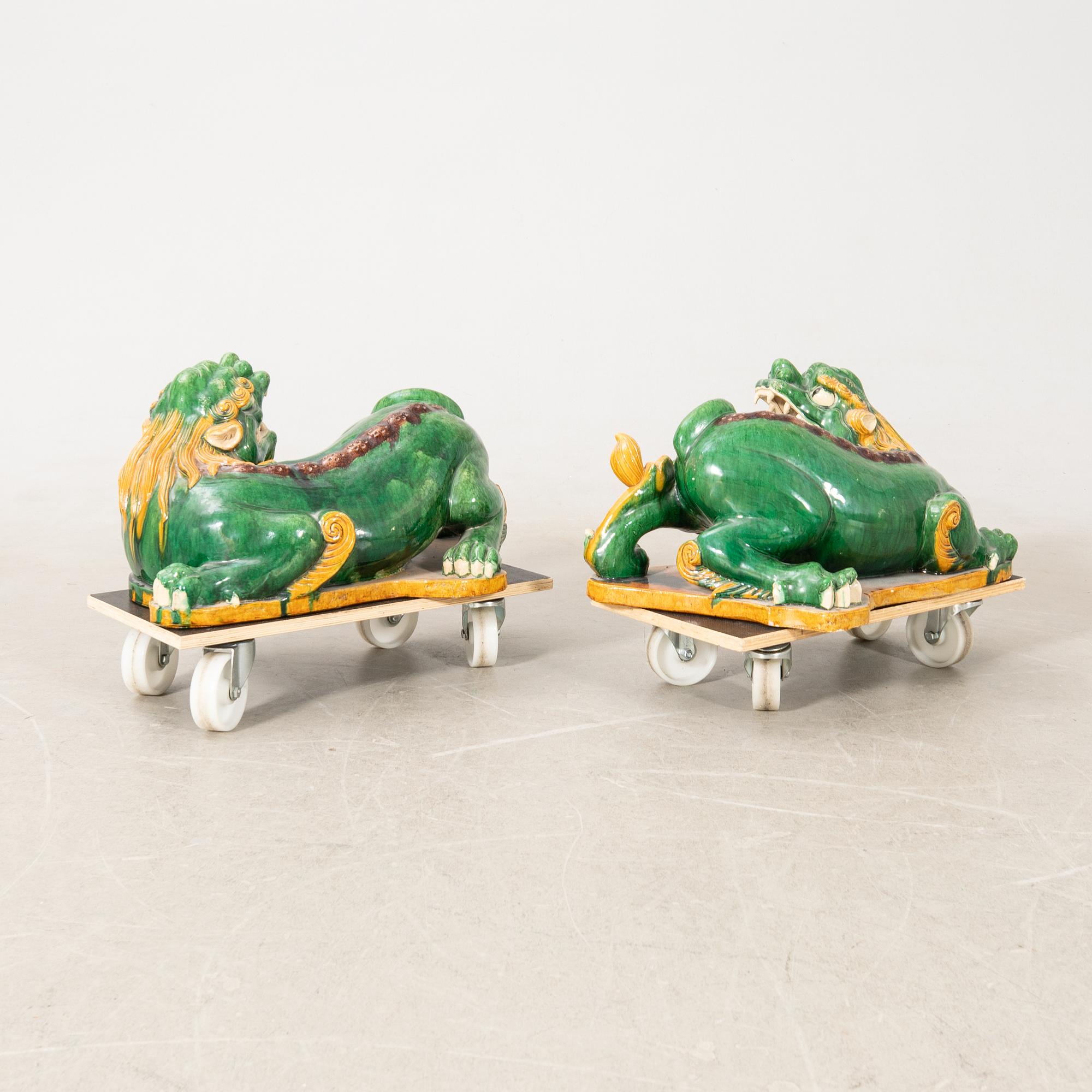 Väktarlejon ett par Kina 1900-tal.