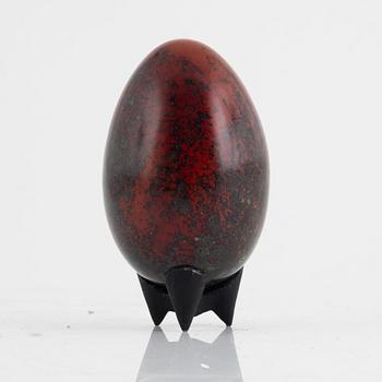 A faience sculpture of an egg by Hans Hedberg Biot, France.