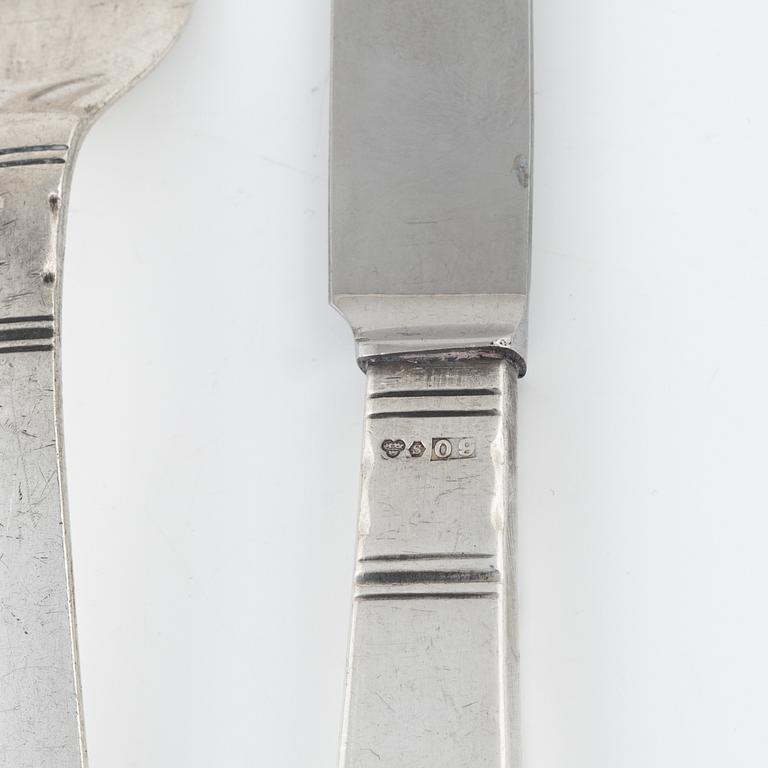Jacob Ängman, a silver cutlery, model 'Rosenholm', GAB, Stockholm 1941-65 (24 pieces).