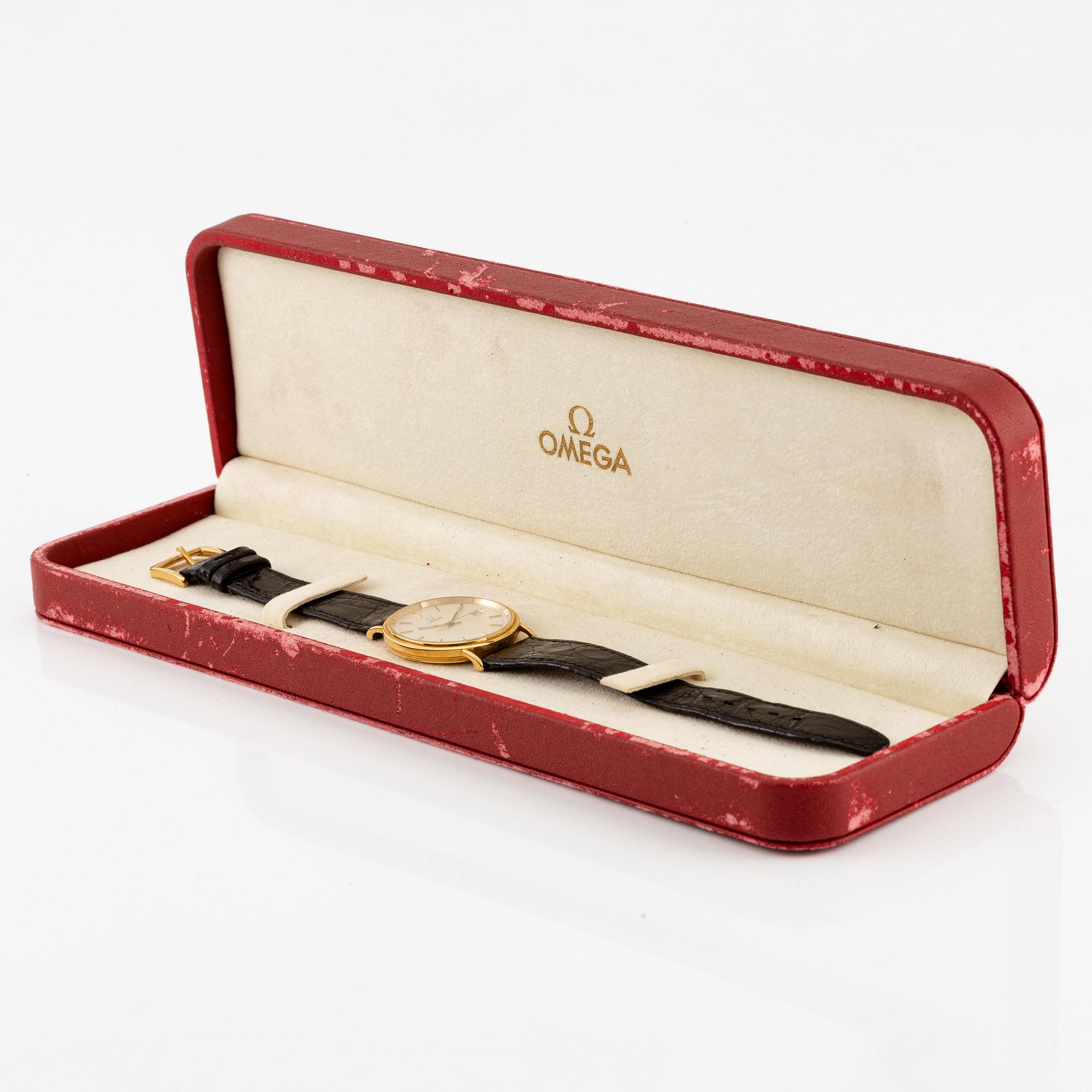 Omega, 18K gold, Seamaster, Jubilee, wristwatch, 32.5 mm.