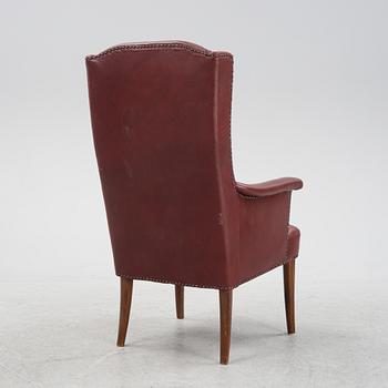 Carl Malmsten, a leather 'Ane' easy chair, second half of the 20th Century.