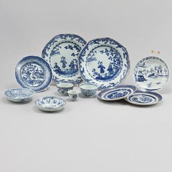 PARTI PORSLIN, 9 delar, porslin, Kina, 1700-tal/tidigt 1800-tal.