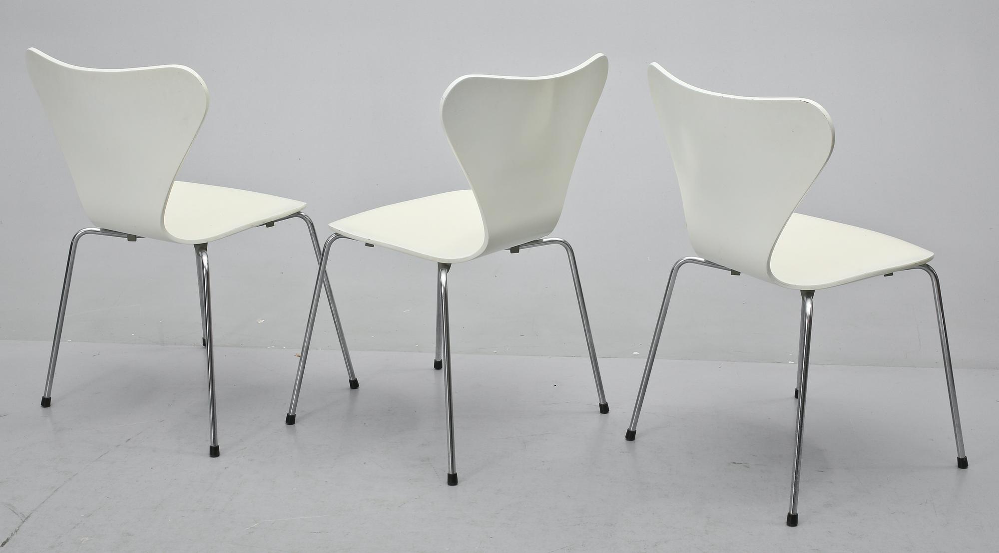 STOLAR, 3 st, "Sjuan", Arne Jacobsen, Fritz Hansen, Danmark, 1978.