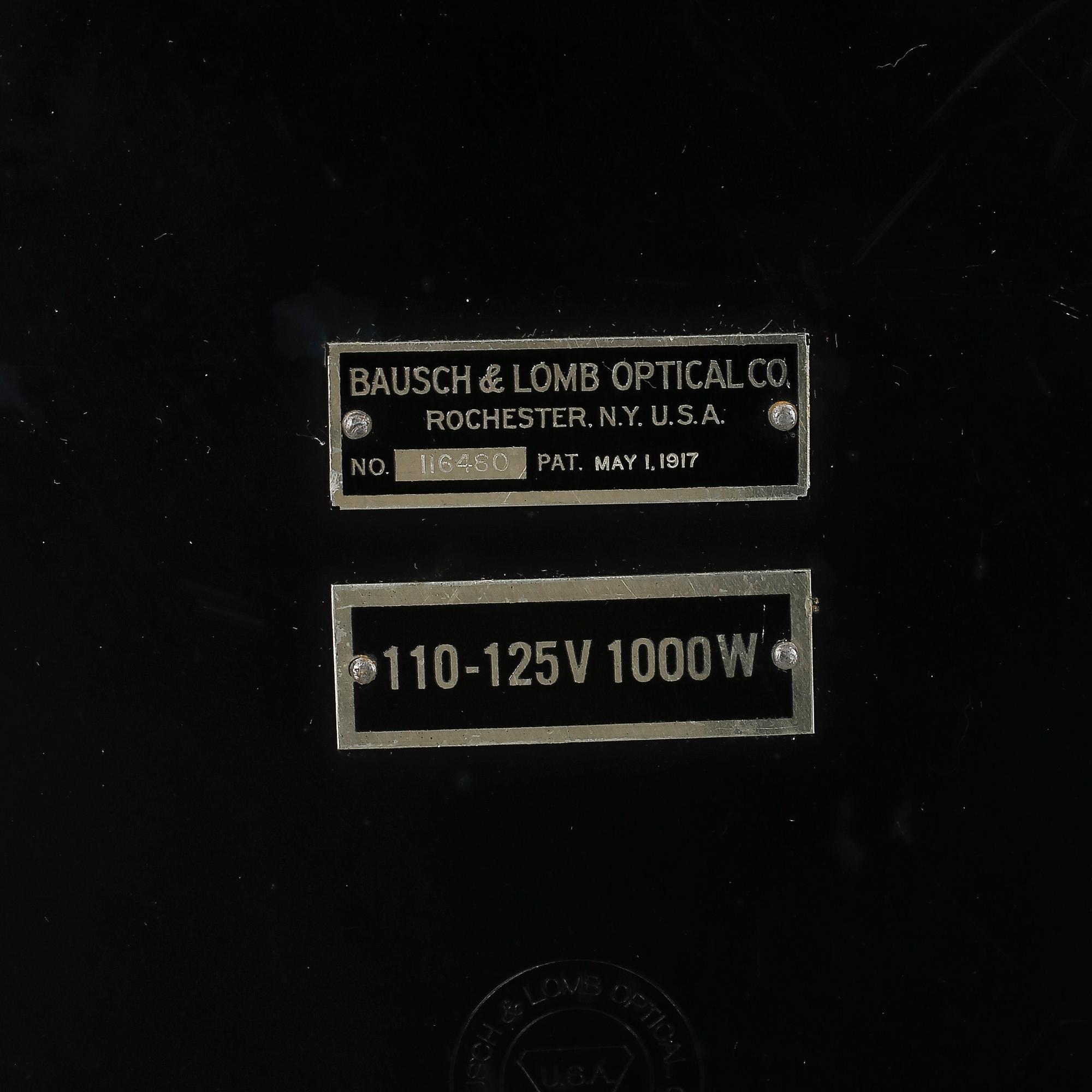LANTERNA MAGICA, Bausch & Lomb Optical Co, Rochester, USA, patenterad maj 1917.
