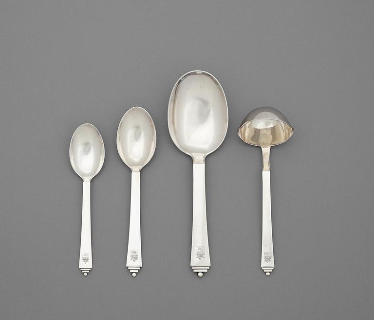 A set of 86 pieces of Harald Nielsen's 'Pyramide' flatware, Georg Jensen, Copenhagen 1933-44.