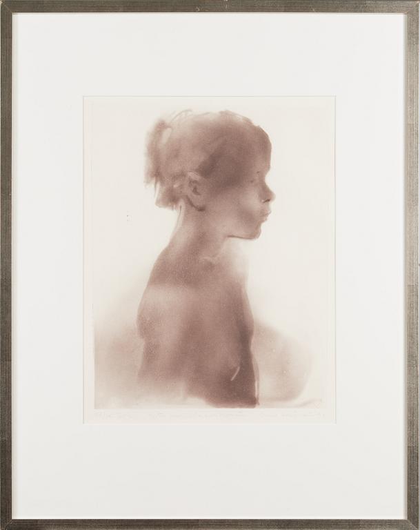 Juho Karjalainen, etsning, 2 st, signerade.