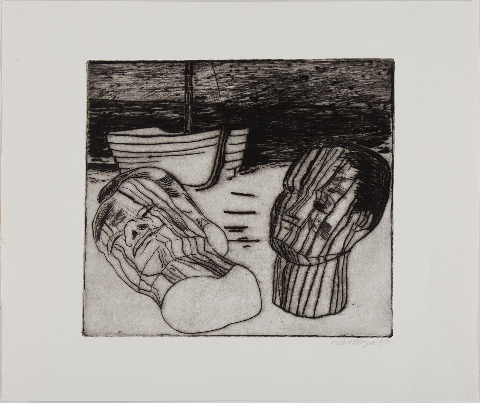 HANS WIGERT, 4 etsningar och 1 färglitografi, signerade.