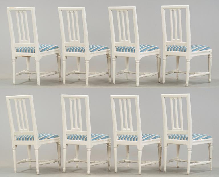 Eight Gustavian chairs by L. Söderholm, master 1785.