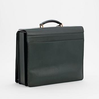 LOUIS VUITTON, a green leather briefcase.