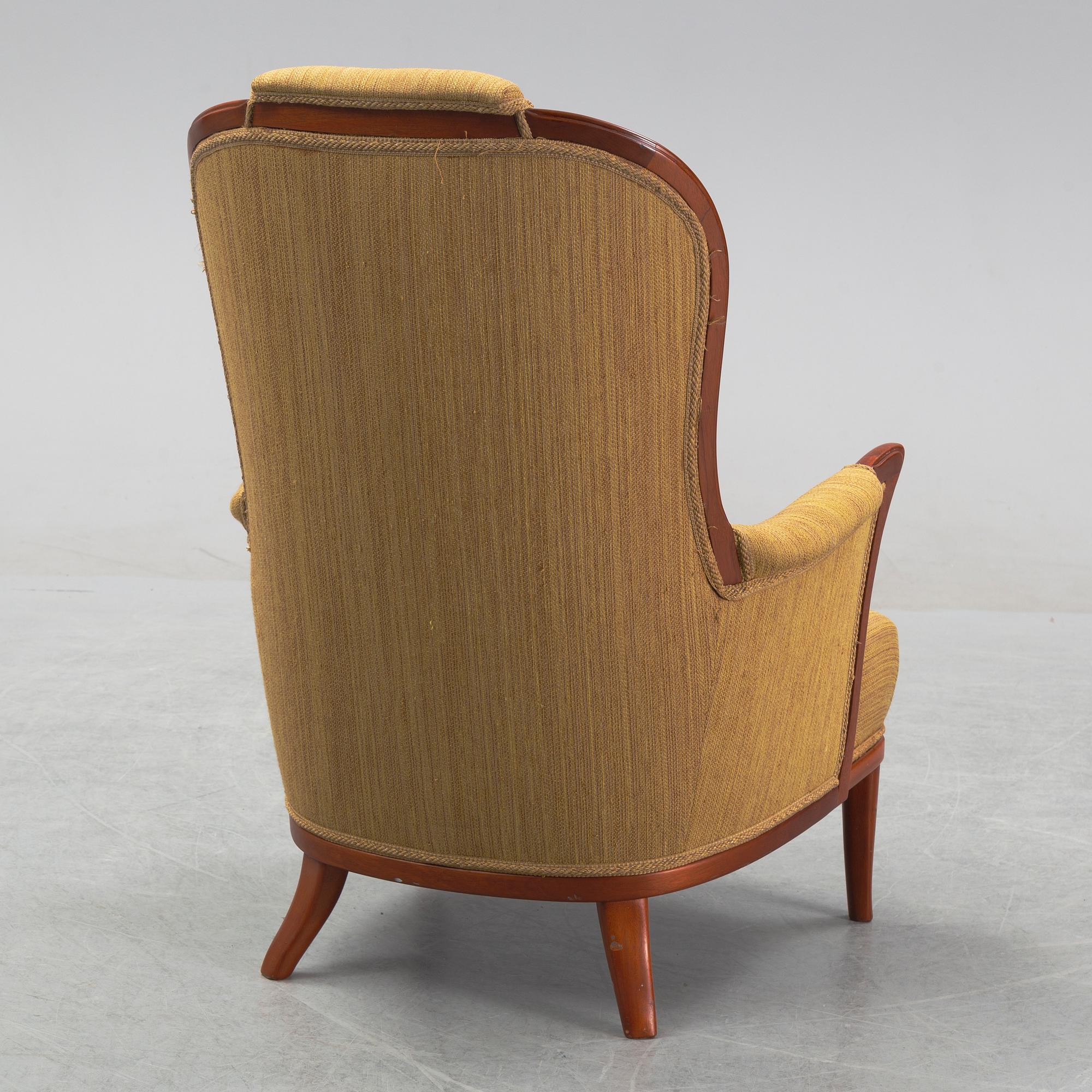 Carl Malmsten, a 'Vår Fru' mahogany easy chair, AB O.H. Sjögren, Tranås.