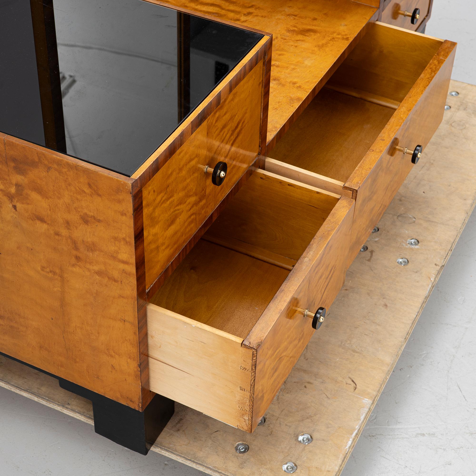 Hall furniture, chest of drawers with mirror, 1930s.