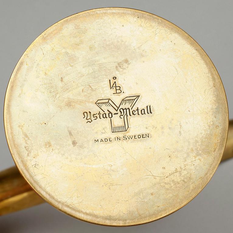 LJUSSTAKAR, 4 st, mässing, "Liljan", Ivar Ålenius Björk för Ystad-Metall, 1900-tal.