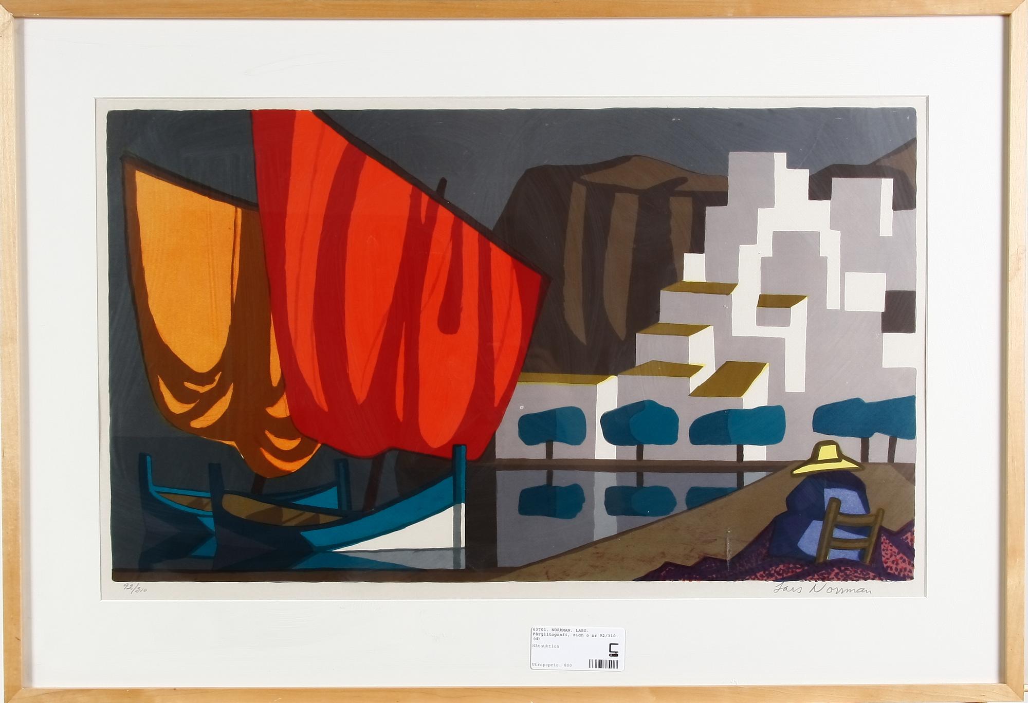 NORRMAN, LARS. Färglitografi, sign o nr 92/310.