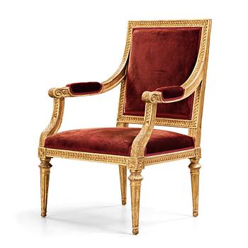 40. A Gustavian armchair by Melchior Lundberg (master in Stockholm 1775-1812).