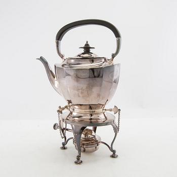 Teapot with stand and burner Mappin & Webb England silver plate mid-20th century.