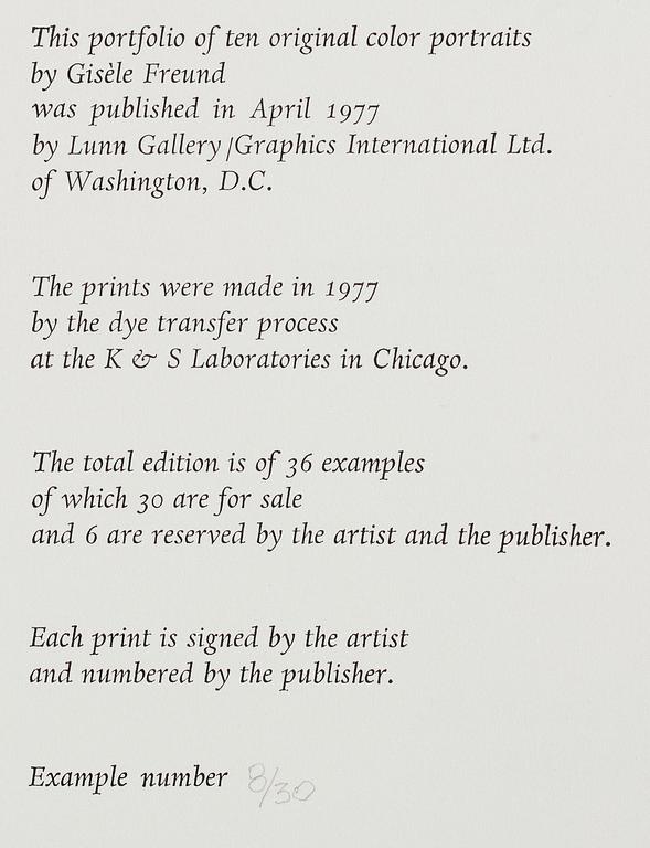 Gisèle Freund, ”Au pays des visages”.