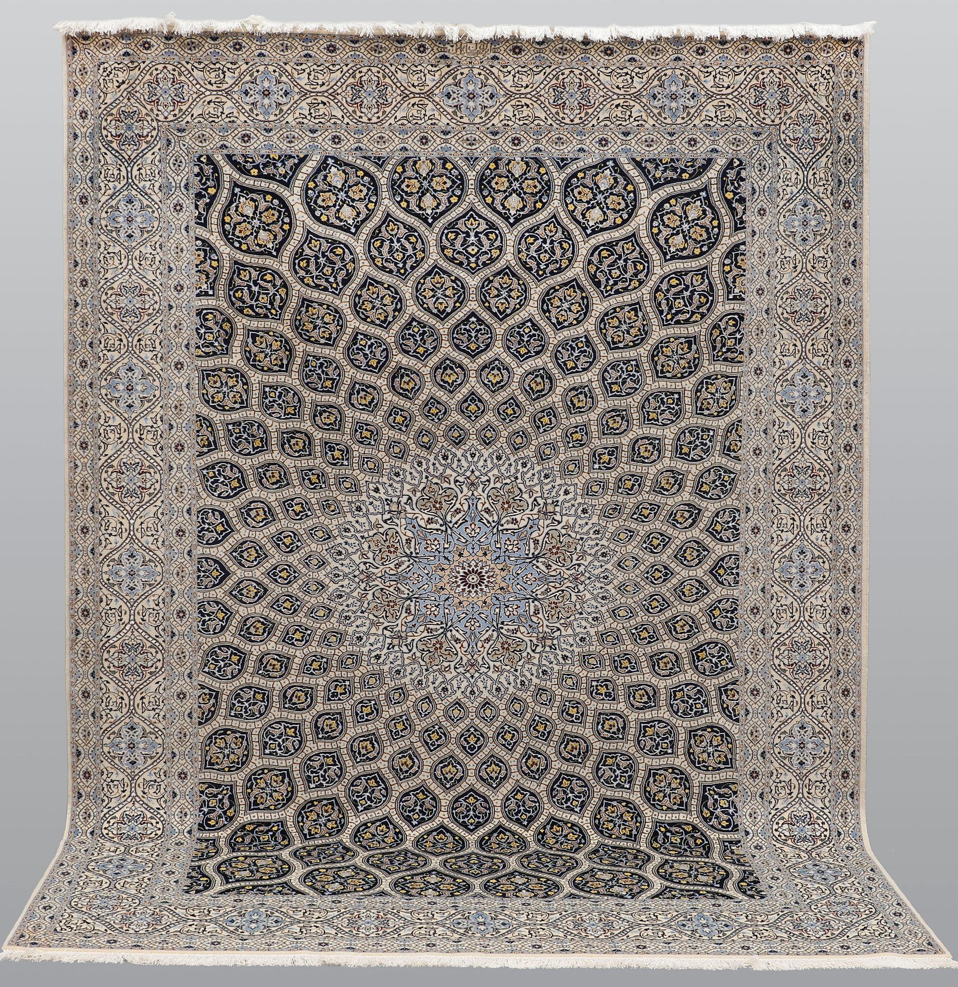 A part silk Nain carpet, so called 6 LAA, ca 306 x 215 cm.