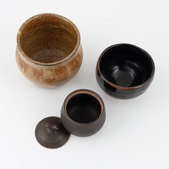 Three glazed stoneware bowls, Japan, 20th century.