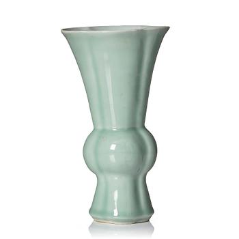 A celadon glazed vase, Qing dynasty, 19th Century.