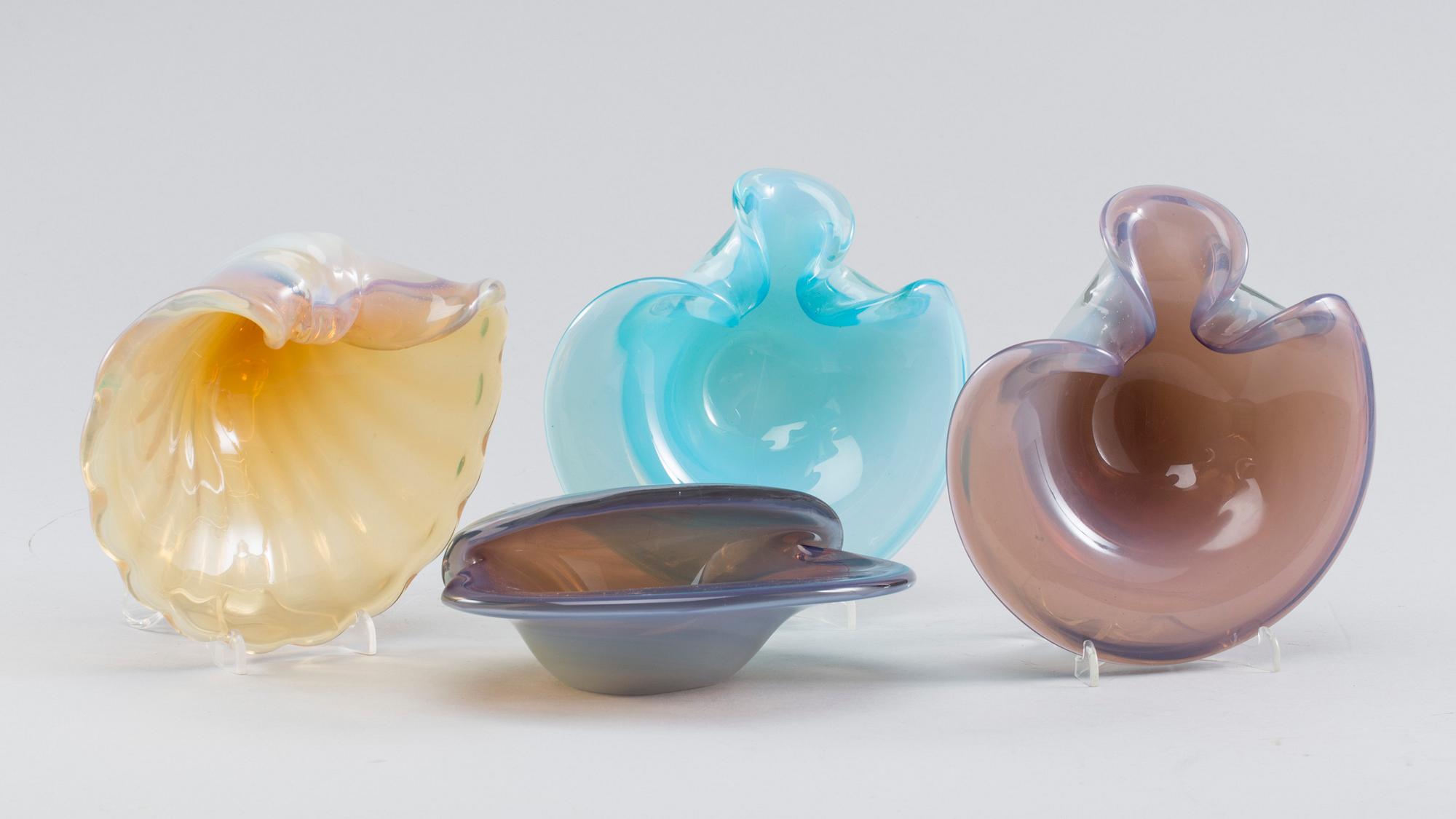 SKÅLAR, 4 st, Cenedese Vetreria, Murano, 1900-talets andra hälft.