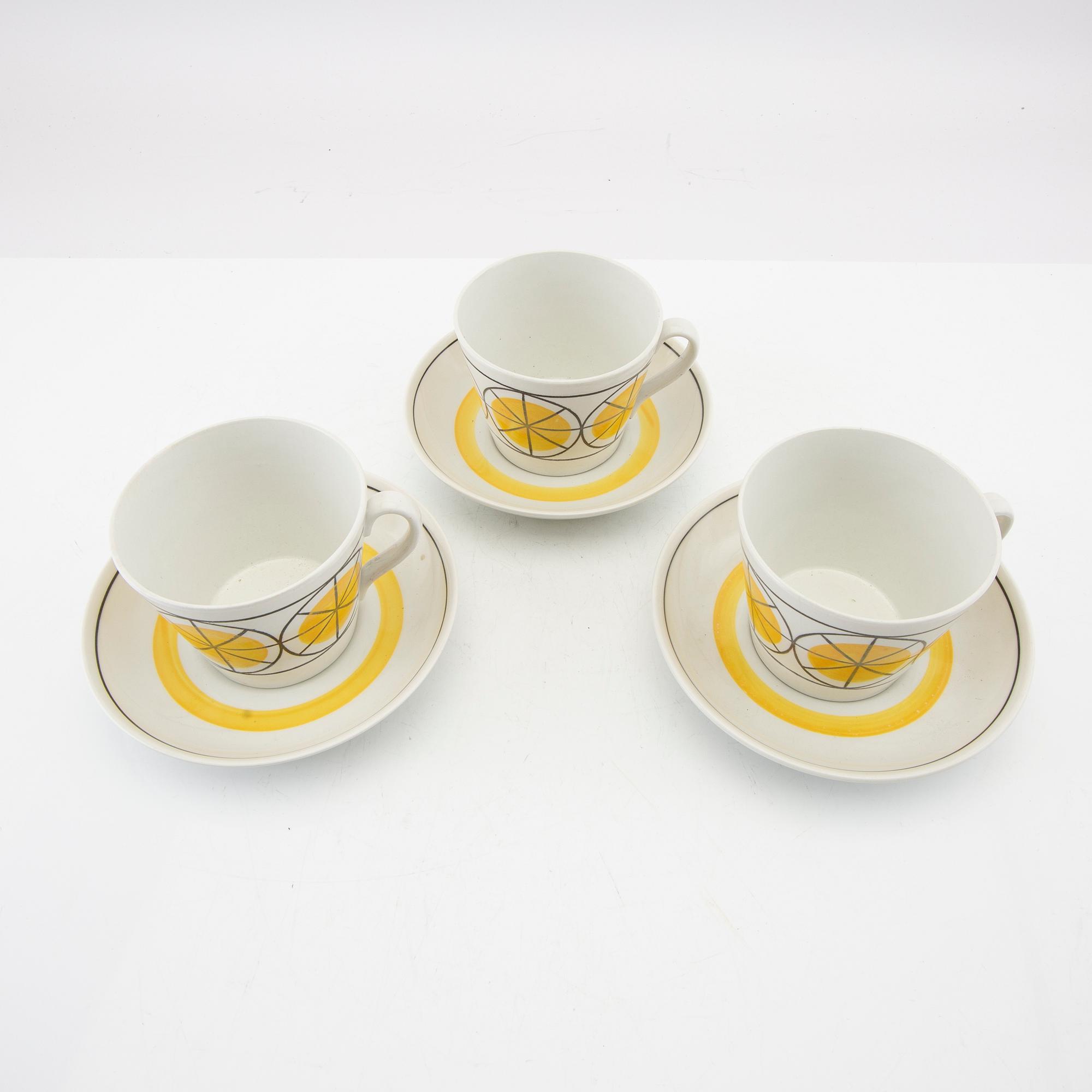 Arthur Percy, tekoppar 3 st "Fortuna" Uppsala Ekeby 1950/60-tal.