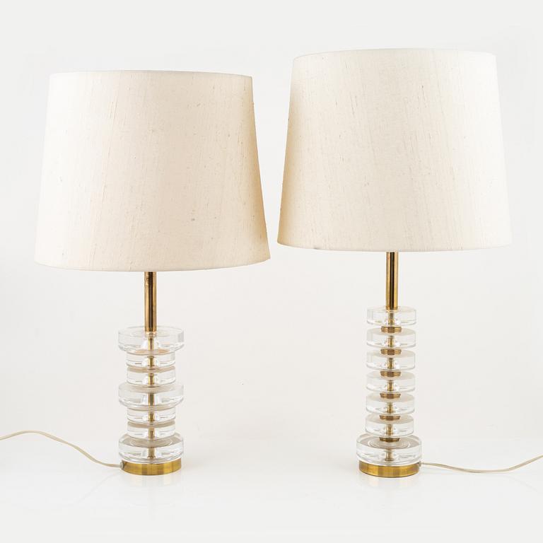 Carl Fagerlund, two table lights, Orrefors, 1960's/70's.